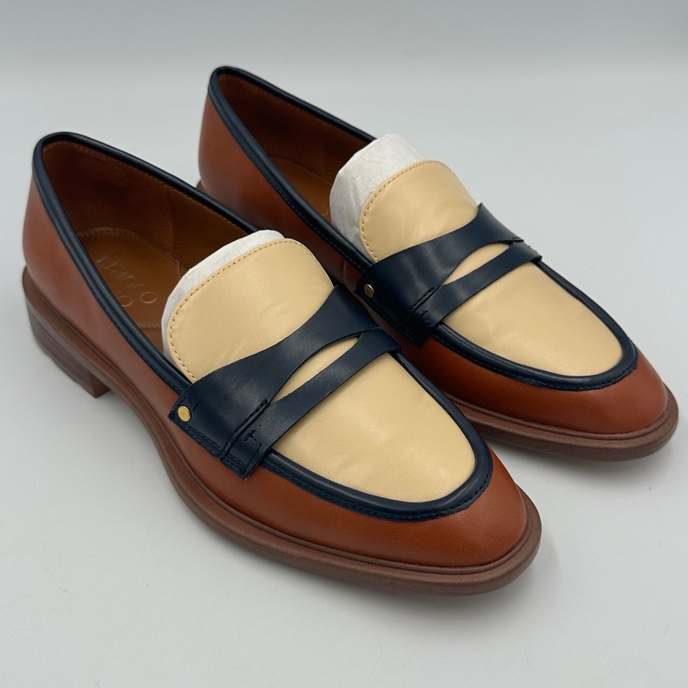 Franco Sarto Edith 2 Loafers Sz 7 Colorblock Preppy Luxe Officecore Brown Navy - Picture 12 of 12